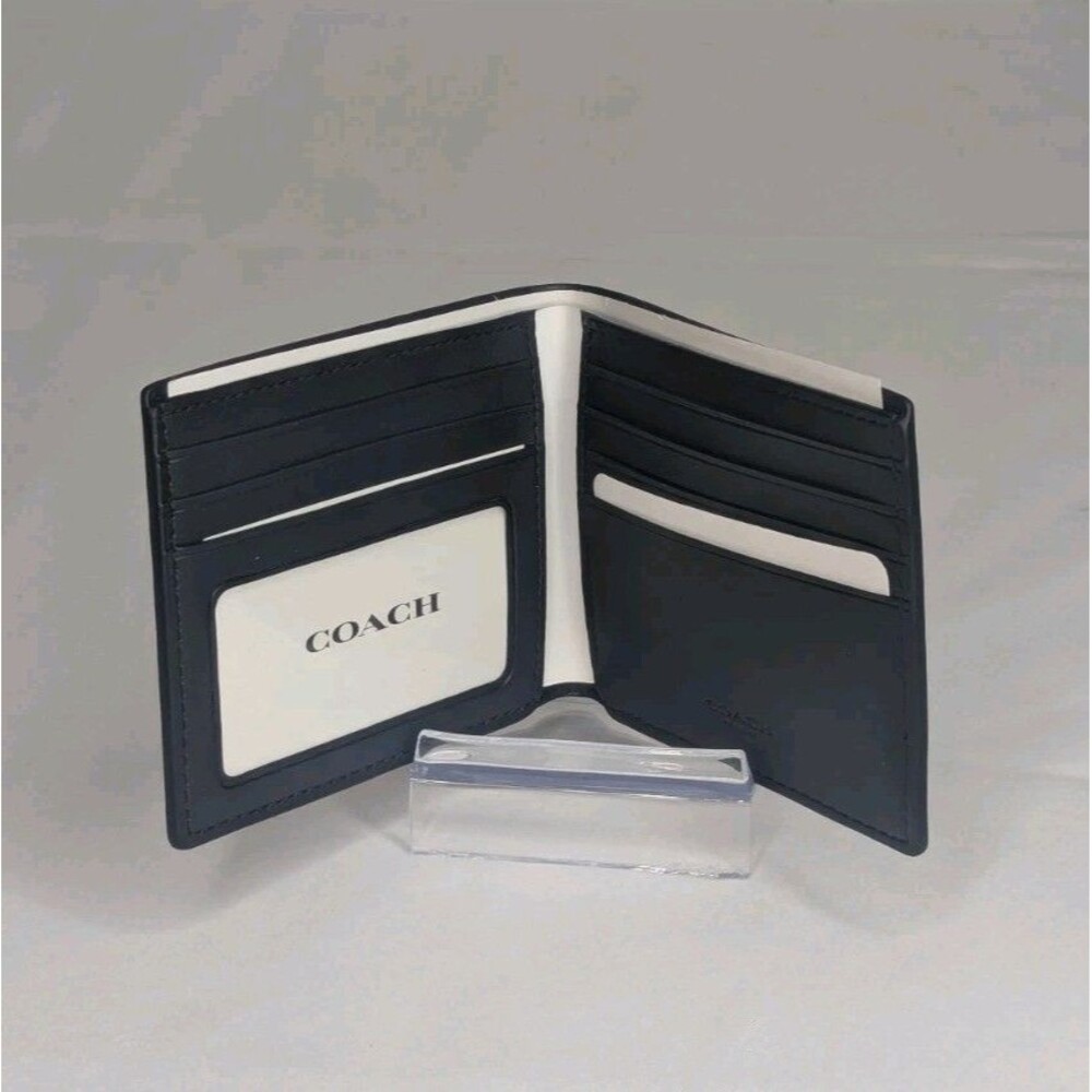 NWT Coach Signature Coated Canvas ID Billfold Wallet - Black - Picture 4 of 7